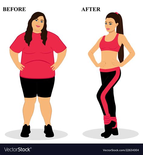 Thin and fat before and after healthy lifestyle Vector Image