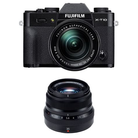 FUJIFILM X-T10 Mirrorless Digital Camera with 16-50mm and 35mm