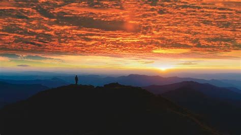 The Man Silhouette On Mountain Against Stock Footage SBV-334399016 - Storyblocks