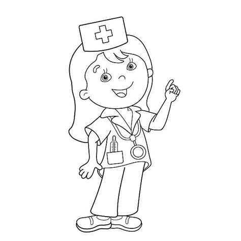 Coloring Nurse For Children Profession Illustration For Kids ...