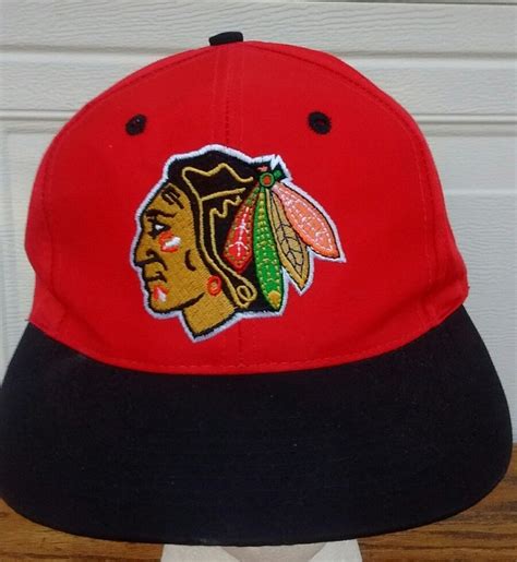 Chicago Blackhawks Snapback Cap Vintage Hockey Red Hat Blackhawks Log ...