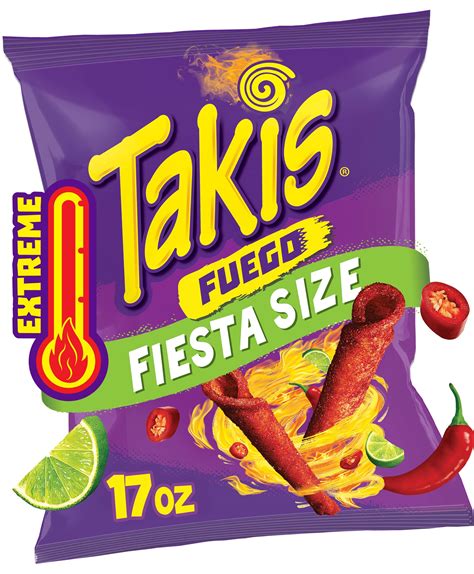 Buy Takis Fuego 17 oz Fiesta Size Bag, Hot Chili Pepper & Lime Flavored Extreme Spicy Rolled ...