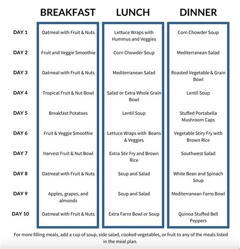 10 Day Daniel Fast Meal Plan — Daniel Fast Journey