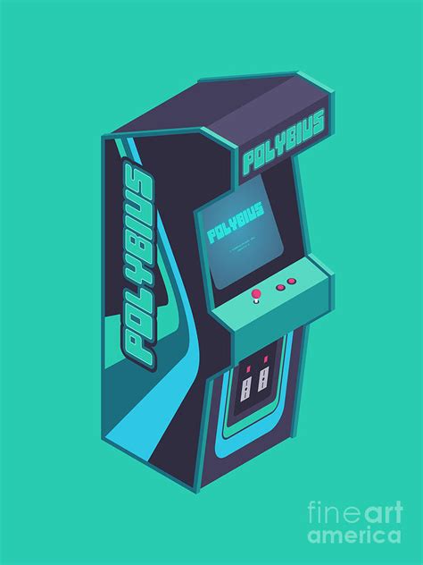 Polybius Arcade Game Machine Cabinet - Isometric Green Digital Art by Ivan Krpan