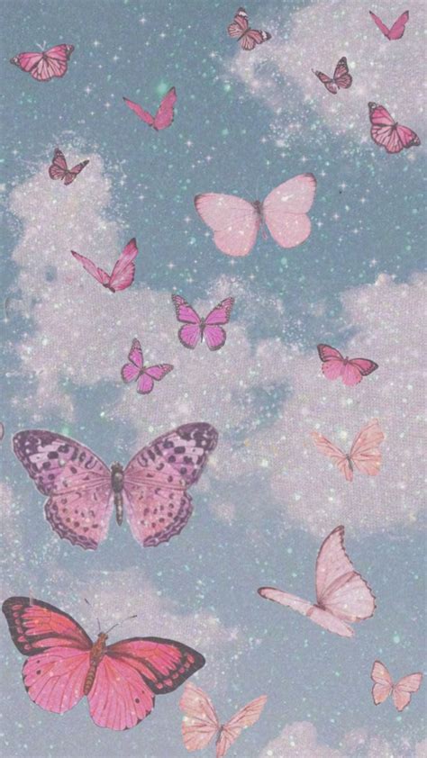 Lock Screen Butterfly Wallpaper Pink Aesthetic Butterfly - Download Free Mock-up