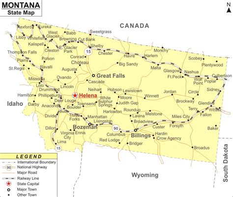 Montana Map, Map of Montana with Cities, Road, River, Highways