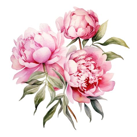 Watercolor Pink Peony Flower Bouquet Arrangement, Bouquet, Bloom, Pink PNG Transparent Image and ...
