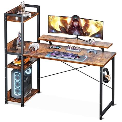 ODK Computer Desk with Storage Shelves and Monitor Stand, 48 Inch ...