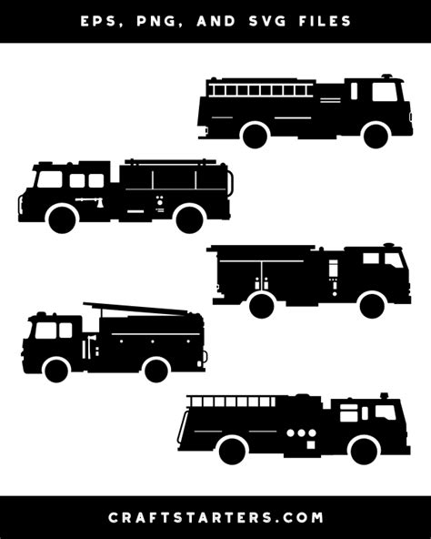 Detailed Fire Truck Silhouette Clip Art