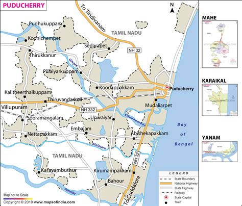 Puducherry Map: Tourist Places, Travel Information and Facts