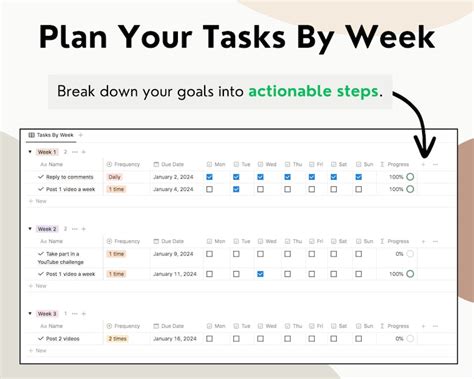 Notion Goal Planner 12 Week Year, Notion Goal Template, Notion Goal ...