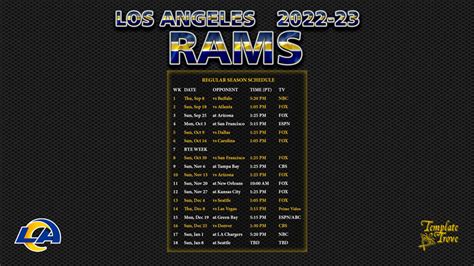 Rams Printable Schedule