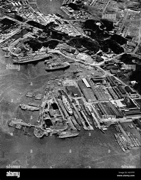 Yokosuka Naval Base aerial photo 1956 Stock Photo - Alamy