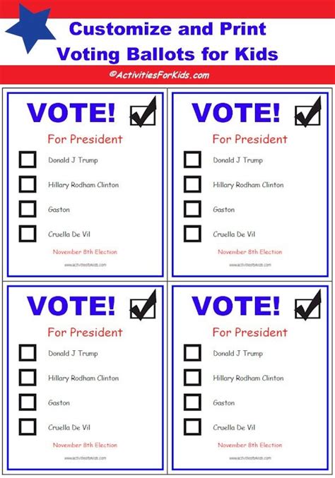 Free Printable Ballots for Kids - Classroom Voting Ballot | Valentines day | Voting ballot ...