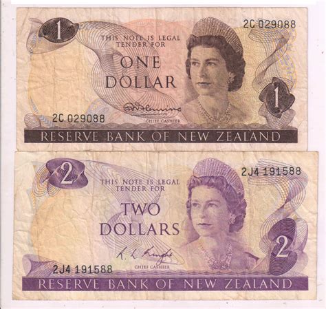 New Zealand - 1 dollar 2 different currency notes - KB Coins & Currencies