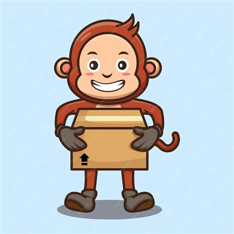 Premium Vector | Cute monkey holding cardboard box design