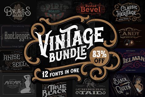 Vintage Fonts Bundle. 83% OFF! By Gleb & Natasha Guralnyk | TheHungryJPEG