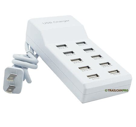 10 Port USB Charging Station - 5V/2.4A and 5V/1A