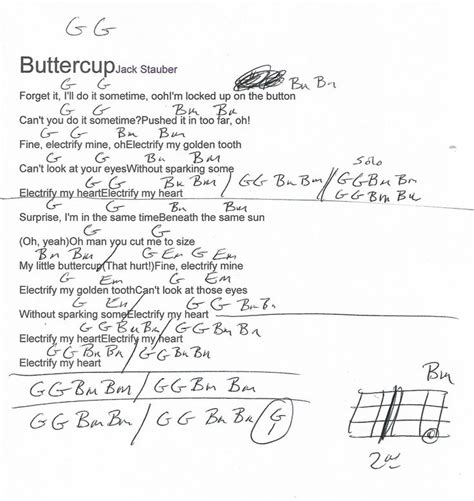 Buttercup (Jack Stauber) Guitar Chord Chart | Piano sheet music, Blues ...