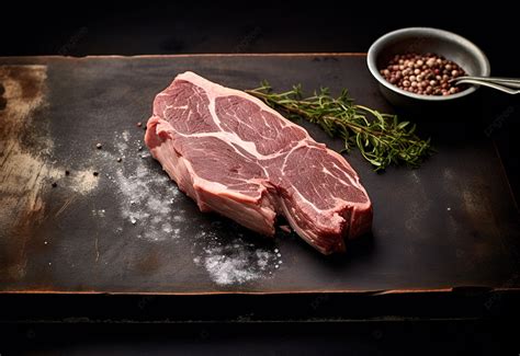 Cut Slab Of Ribeye Beef On Black Wood Background, Meat Parts, High Resolution, Raw Background ...