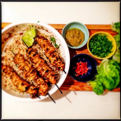 Chicken Skewers, Satay Sauce and Fiery Noodle Salad - Jamie Oliver 30-minute meals - Art Space