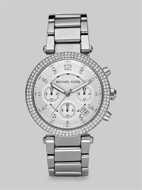 Michael Kors Crystal Chronograph Bracelet Watch/silver in Silver | Lyst