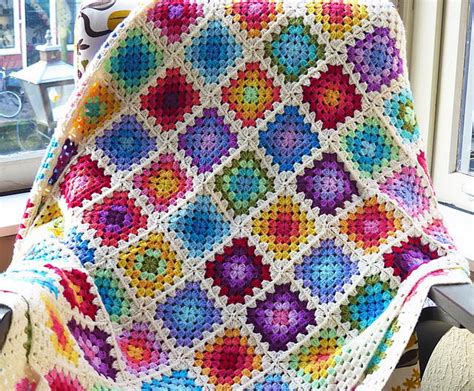 Rainbow Granny Square Blanket | AllFreeCrochet.com