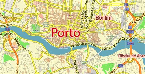 Porto Portugal Map Vector City Plan Low Detailed (for small print size ...