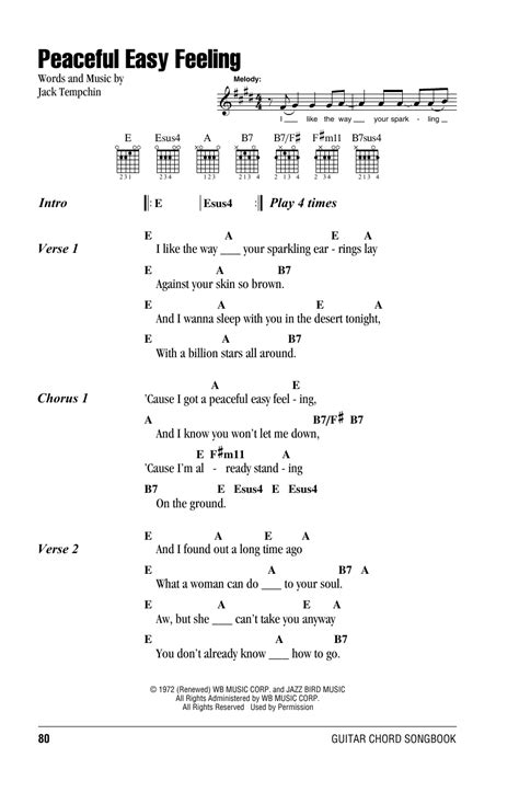 Peaceful Easy Feeling by Eagles - Guitar Chords/Lyrics - Guitar Instructor