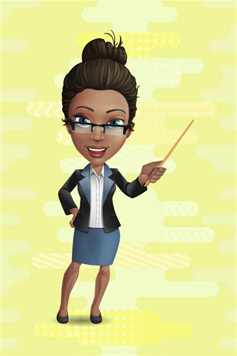 Young Female African-American Teacher Cartoon Character | GraphicMama ...