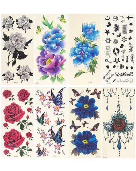 Wrapables® Floral Temporary Tattoo Body Art Water Tattoos (8 Sheets), Cool Floral - Walmart.com