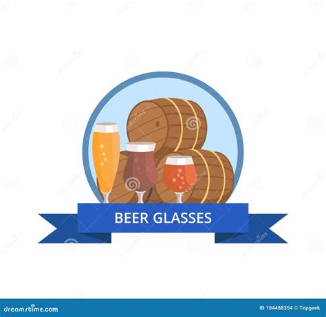 Beer Glass Logo Design Barrels and Three Glasses Stock Vector - Illustration of manufacturing ...