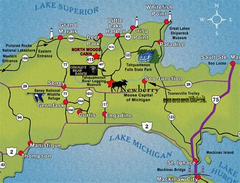 Upper Peninsula Attractions Map - Large World Map