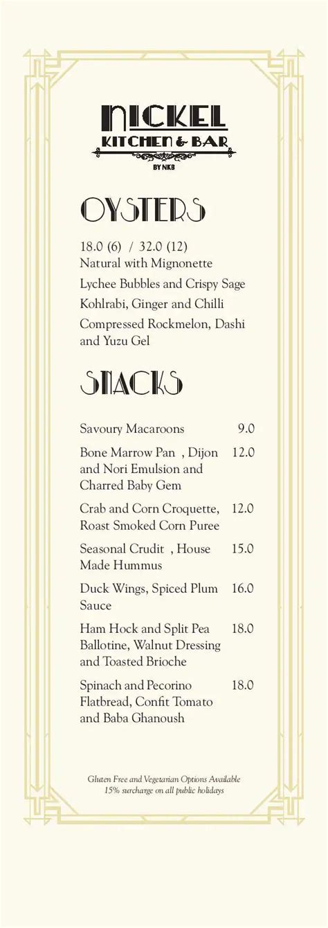 Nickel Kitchen & Bar Menu, Menu for Nickel Kitchen & Bar, Fortitude Valley, Brisbane ...