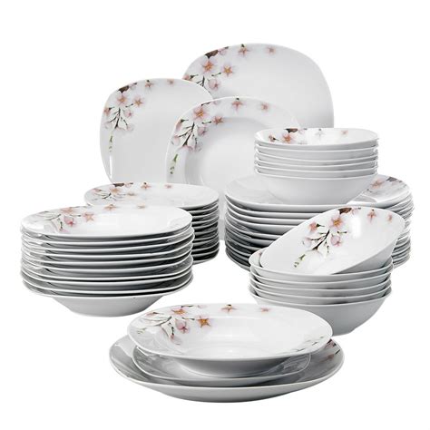 VEWEET 'Annie' 48 pieces Ivory White Porcelain Dinnerware Set Kitchen ...