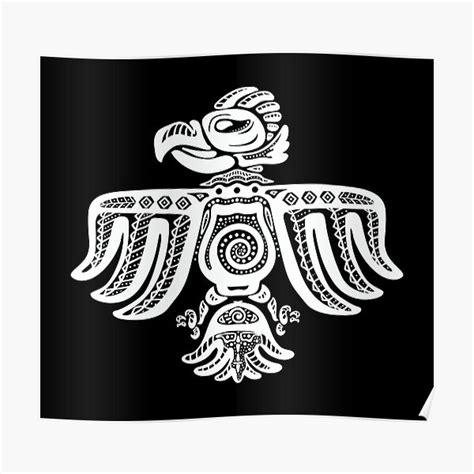 "Aztec Eagle - Warrior Symbol of Bravery (White)" Poster for Sale by ...