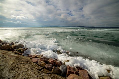 Frozen Lake Balaton, Winter, Hungary Stock Photo - Image of frozen, park: 114841046