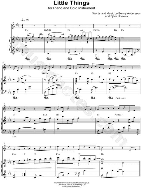 ABBA "Little Things - Piano Accompaniment" Sheet Music in Eb Major - Download & Print - SKU ...