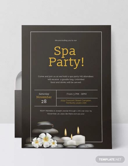 FREE 20+ Beautiful Spa Party Invitations & Designs in PSD | AI | MS Word | Pages | Publisher