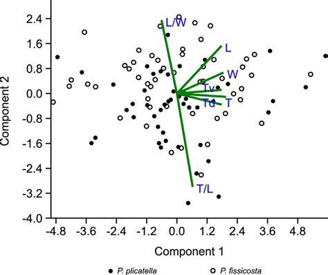 Scattergram from principal component analysis using PAST software ...