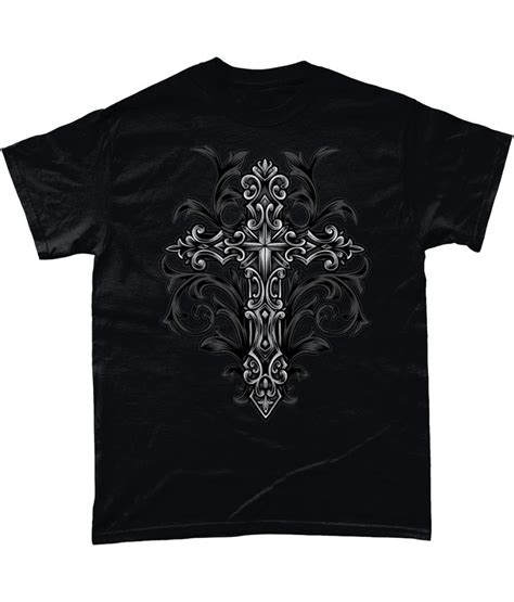 Gothic Cross Design T-Shirt | Kleding