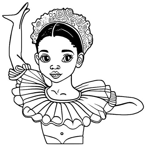 African American Girl Ballerina Coloring Page · Creative Fabrica