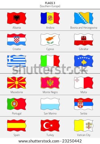 Flags Of Southern Europe States 3 Stock Vector Illustration 23250442 : Shutterstock