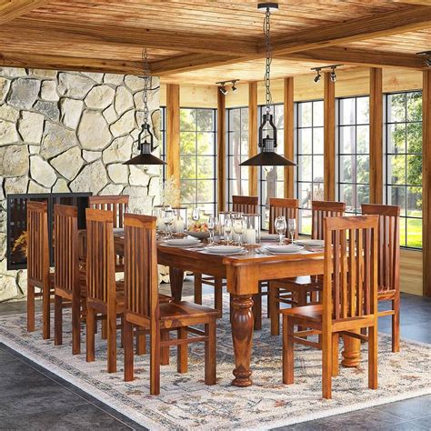 Clermont Rustic Furniture Solid Wood Large Dining Table & Chair Set