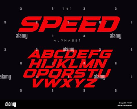 Speed letters set. Red race font. Italic bold racing style vector latin alphabet. Fonts for ...