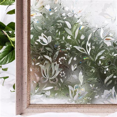 3D Static Glass Cling Window Films, Privacy Film Decorative Flower ...