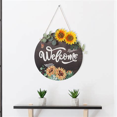 Wooden Hanging Sign Welcome To Our Bee Honeycomb Farmhouse Wood Wall ...