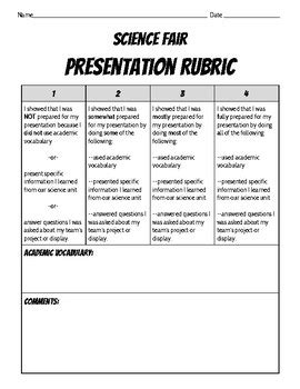 Science Fair Presentation Rubric by Erin Huddleston | TpT