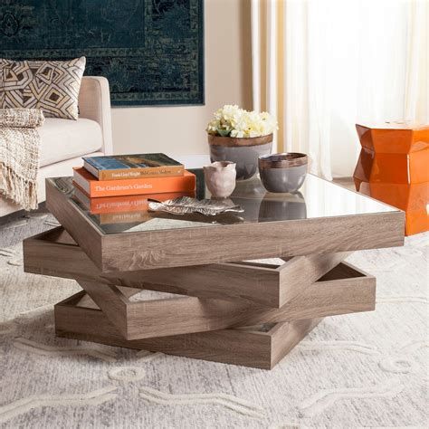 Safavieh Anwen Modern Geometric Stacked Wood Coffee Table Grey 33.5" x ...