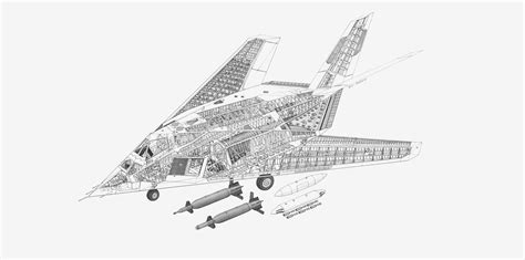 Lockheed F-117 Nighthawk Cutaway Drawing in High quality